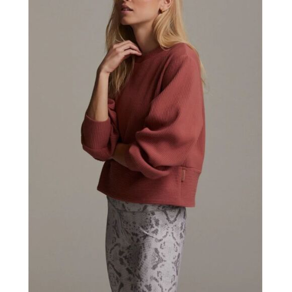 Varley Withered Rose Maybrook Ribbed Crewneck Sweater Women's XS Casual Knit Top - Picture 3 of 12